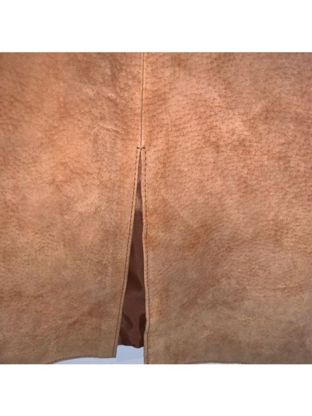 Brandon Thomas Womens Camel Leather Midi Skirt Size 12 - Picture 6 of 10